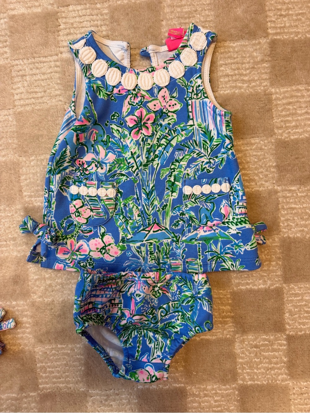 Lilly Pulitzer Girls Blue Pink Green Tropical Print Matching Set
